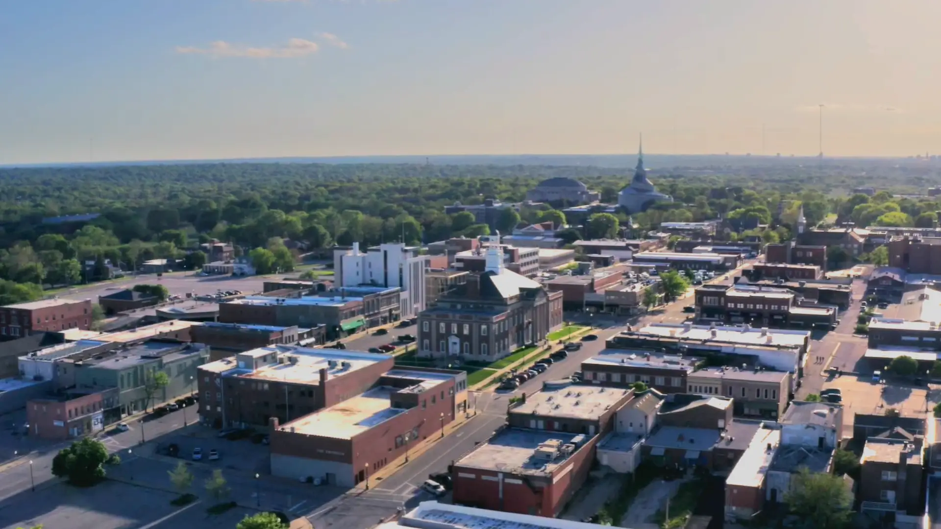 Aerial view of the National Frontier Trails Museum area in Independence, Missouri